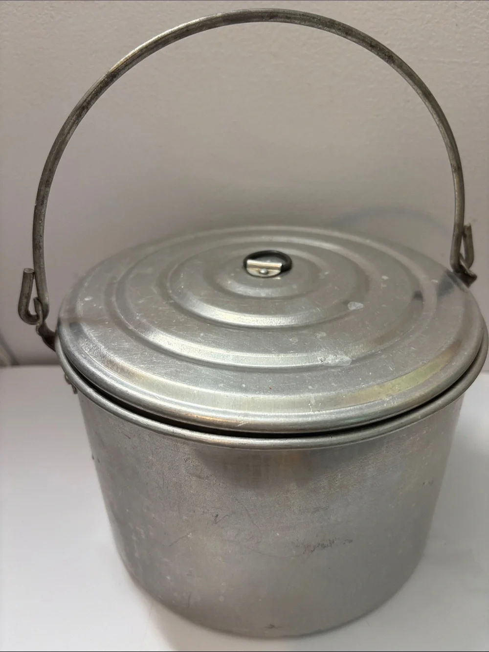 Vintage Camping Cookpot with Lid and Folding Handle